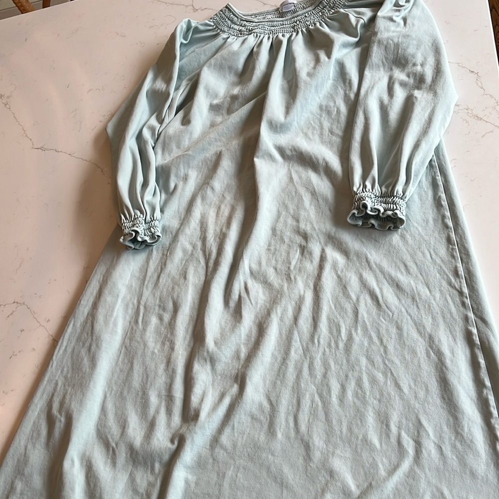 LAKE pajamas women’s size small smocked nightgown pima cotton blue / green